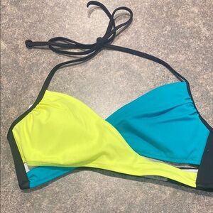 PINK Victoria's Secret Yellow and Blue Bikini Top